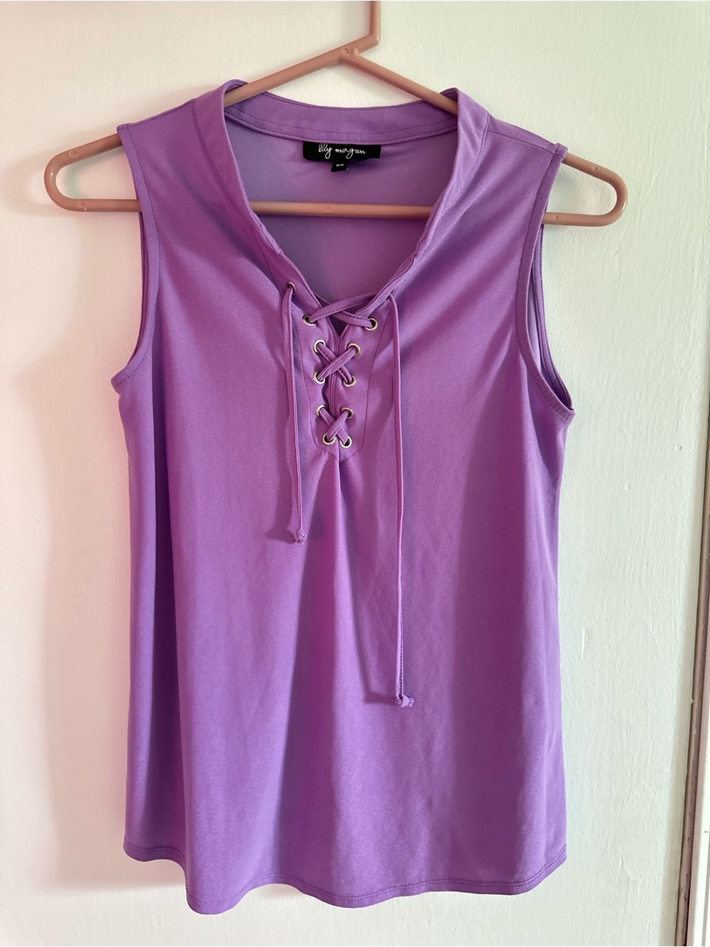 Lily Morgan Lace Up Sleeveless Top - Lilac by
